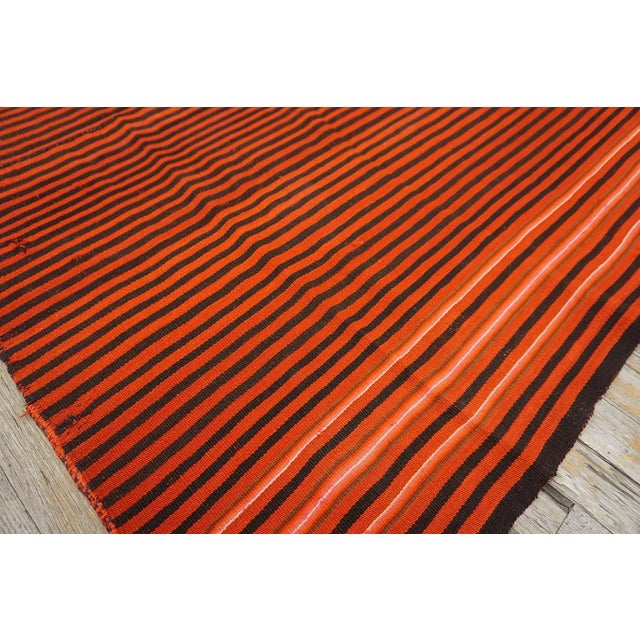 1920s Red Background Stripe Black and Ivory Desing Antique Navajo Rio Grande Rug For Sale - Image 10 of 17