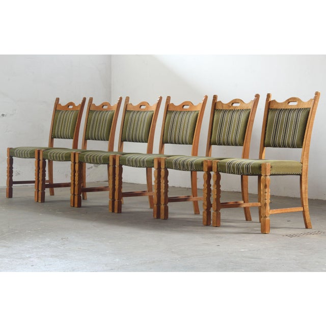 Vintage Brutalist Danish Oak Dining Chairs by Henning Kjærnulf, 1960s, Set of 6 For Sale - Image 17 of 17