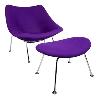 Set of Vintage F157 Big Oyster Lounge Chair and Ottoman by Pierre Paulin for Artifort, 1980 For Sale