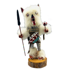 Dynamic Hand-Carved Navajo "White Wolf" Kachina Doll – Gilbert Ortega Gallery