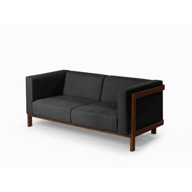 Two-Seater Sofa in Walnut and Anthracite Fabric by Julien Renault For Sale - Image 15 of 15