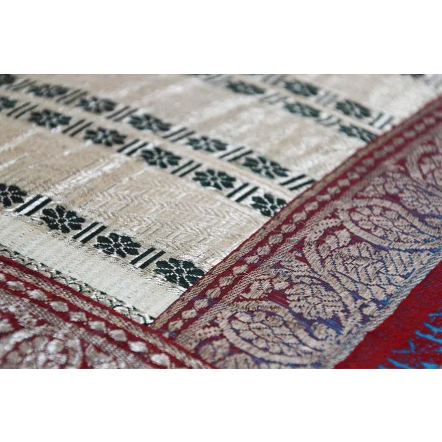 Decorative Throw Silk Pillow Made From Vintage Sari Borders, India For Sale - Image 4 of 13