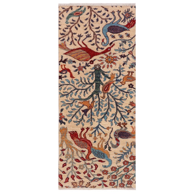 Beautiful Ziegler Beige/Blue Wool Runner Rug- 2'0'' X 4'11'' For Sale - Image 10 of 10