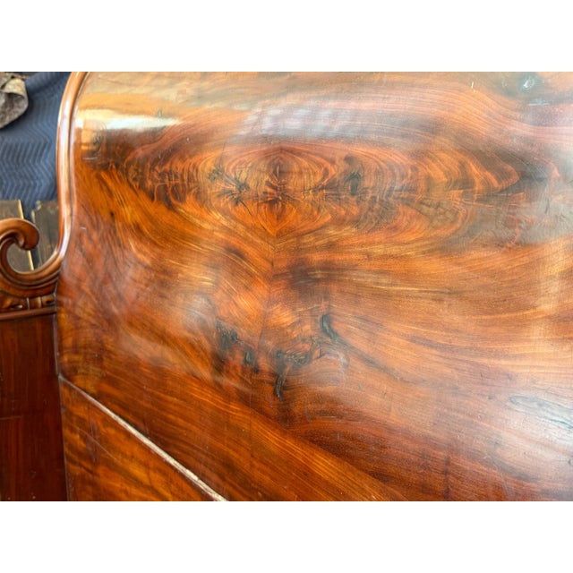19th Century Italian Carved Inlaid Mahogany Burl Full Bed For Sale - Image 10 of 18