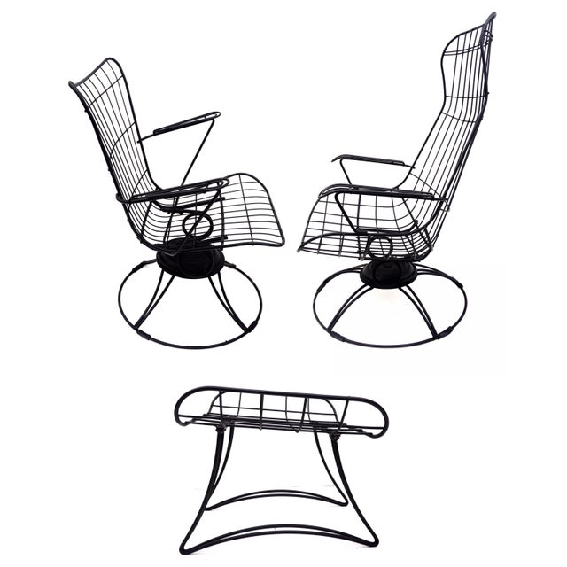 MidCentury Homecrest Metal Wire Patio Chairs & Ottoman Indoor