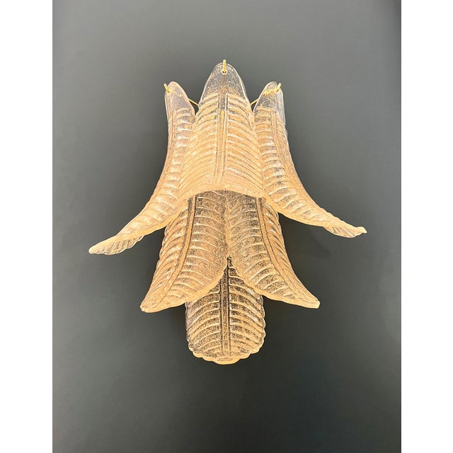 Glass Vintage Murano Felci Wall Sconces with Gold Glass Petals, 1990s, Set of 2 For Sale - Image 7 of 16