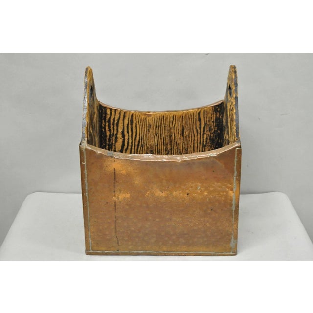 Antique French Country Primitive Copper & Wood Black Grain Painted Grain Bin For Sale - Image 17 of 18