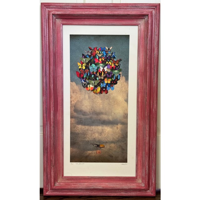 Contemporary 2016 Jennifer Ivory 'Air Papillion' Print With Butterfiles & Hurcules Beetle Motif - Framed For Sale - Image 3 of 15