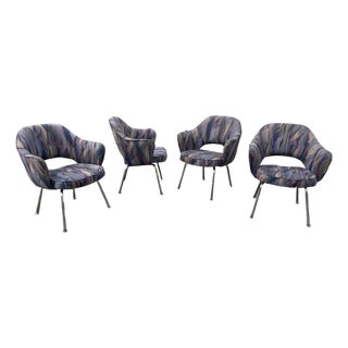 Eero Saarinen Executive Armchair Chrome Leg Chairs, Set of 4 For Sale