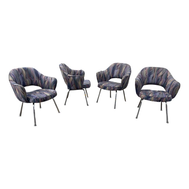 Eero Saarinen Executive Armchair Chrome Leg Chairs, Set of 4 For Sale
