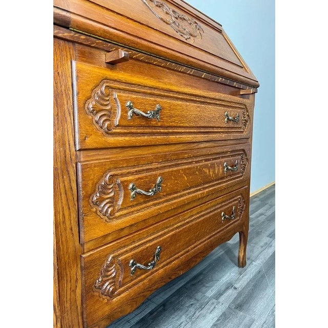 Gold Vintage French Oak Secretaire For Sale - Image 8 of 14
