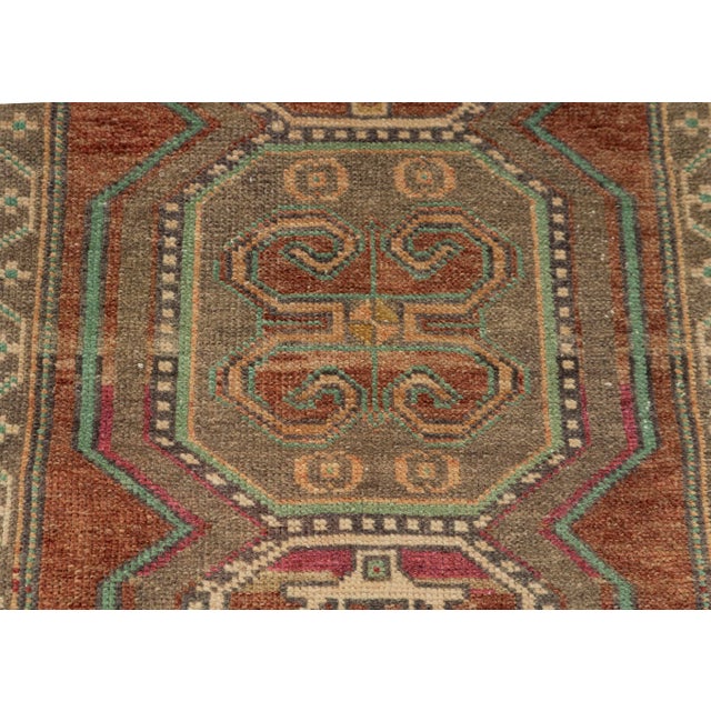 Turkish Mini Rug Oriental Hand Knotted Vintage Rug 1'9" x 3'7" #21157 For Sale - Image 4 of 8