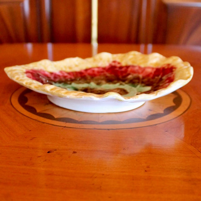 English Begonia Leaf Majolica - Compote and Dish For Sale - Image 10 of 12