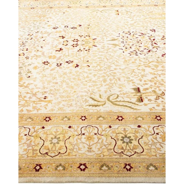 Solo Rugs Mogul, One-of-a-Kind Hand-Knotted Area Rug in Ivory, 9' 1" x 9' 3" For Sale - Image 4 of 8