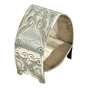 Unusual Antique American Victorian Hand Made & Engraved Sterling Silver Napkin Ring Dated November 18th 1868