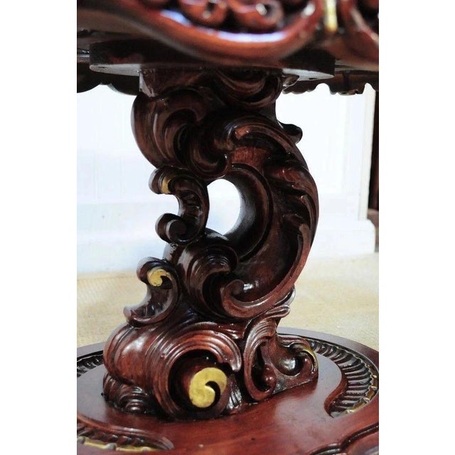 Vintage Mediterranean Style Carved Syroco Glass Top Round Low End Tables - Pair For Sale - Image 10 of 10
