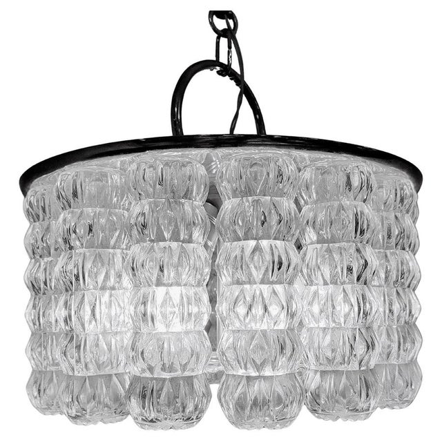Mid-Century Glass and Chrome Chandelier, 1960s For Sale - Image 10 of 10