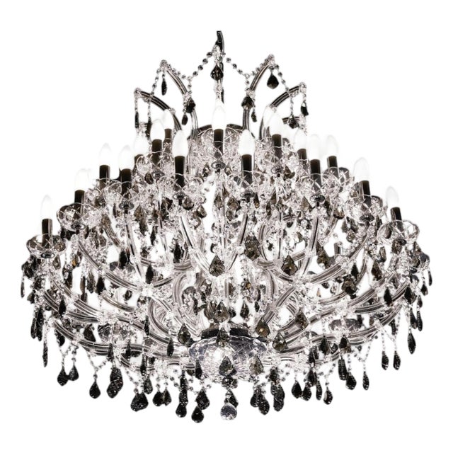 Maria Theresa Noir 45 Lights Chandelier in Black Nickel and Crystal by Aggiolight For Sale