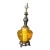 1970s Mid Century Modern Yellow Bulbous Glass and Metal Table Lamp For Sale
