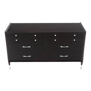 Mid-Century Modern Ebonized Dresser on Metal Balls Feet For Sale