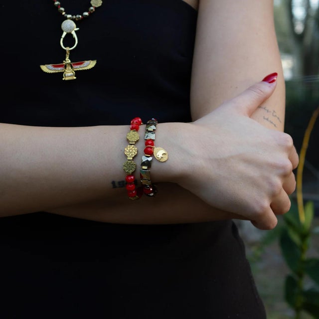 Contemporary Strength & Grace Red Energy Elephant Charm Bracelet Set For Sale - Image 3 of 9