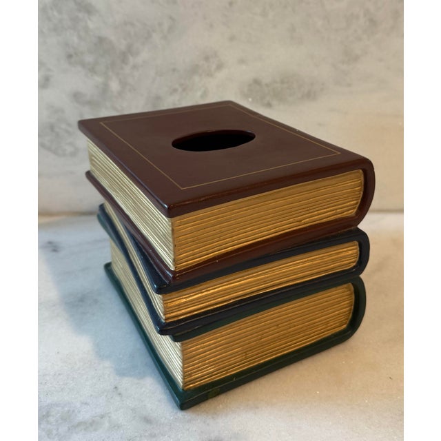 Ceramic Vintage Ceramic Book Stack Tissue Box Cover For Sale - Image 7 of 10