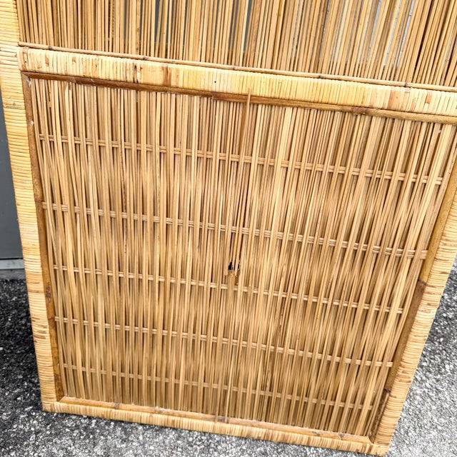 Boho Chic Blonde Wicker Cabinet/Etageres - A Pair For Sale - Image 10 of 11