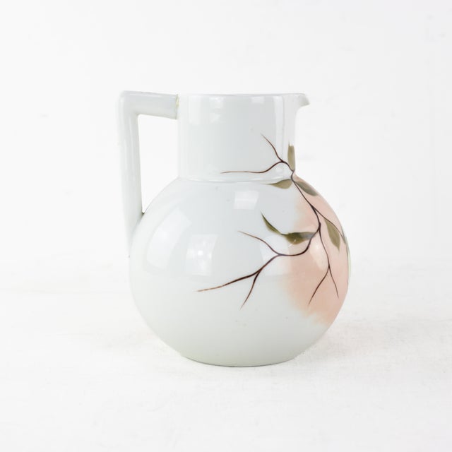 Vintage Hand-Painted Floral Porcelain Pitcher With Bold Yellow Blossoms For Sale - Image 4 of 10