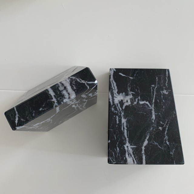 Vintage Marble Bookends Black and White Chairish