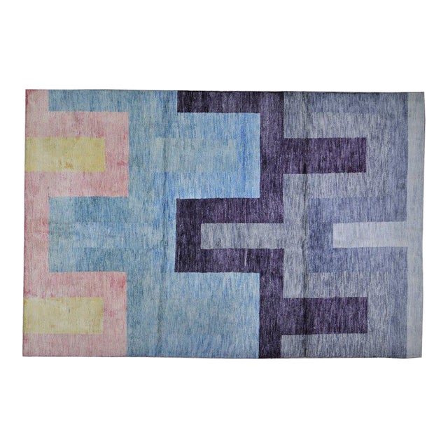 Moroccan Hand Knotted Wool Rug, 6'1''x9'11'' For Sale