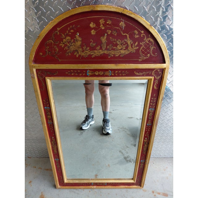 Vintage La Barge Chinoisserie Mirror in Red With Gold Details For Sale In Atlanta - Image 6 of 11