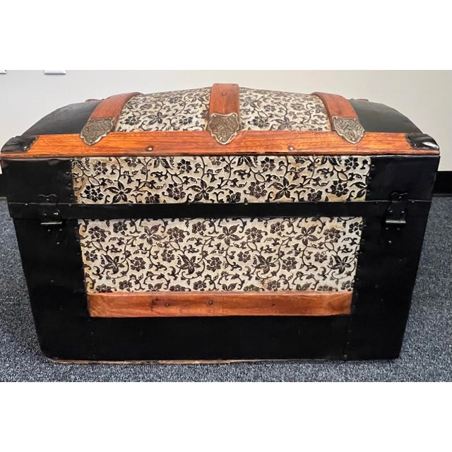 Small Victorian Dome Top Embossed Tin Steamer Trunk. For Sale - Image 9 of 10