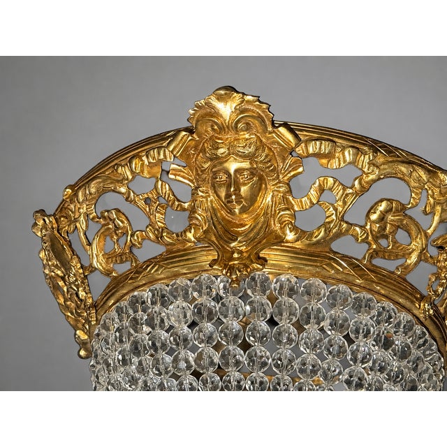 Metal 1970s Baroque Gold Bronze Crystal Chandelier Ceiling Lamp For Sale - Image 7 of 15
