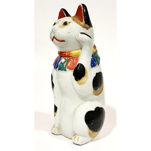 White Beckoning Cat Figurine For Sale - Image 8 of 15