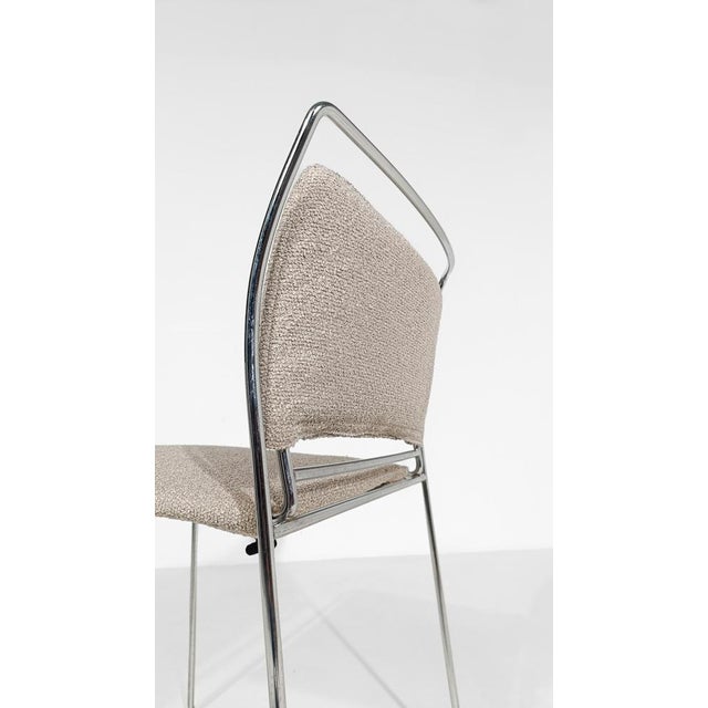 Stackable Chrome Chairs with Ecru Bouclé Seats by Kazhide Takahama for Simon Gavina, 1970s, Set of 8 For Sale - Image 16 of 18
