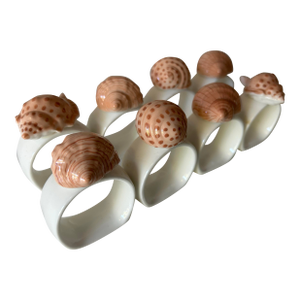 Vintage Bone China Seashell Napkin Rings - Set of 8