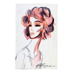 Woman Sketch, Erik Freyman Marker on Paper, Signed