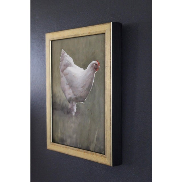 Figurative Packed With Personality by Mo Myra | Watercolor on Paper of a white chicken For Sale - Image 3 of 3