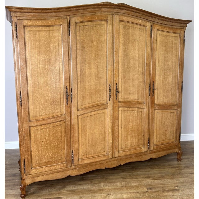 Vintage French Louis XVI Style Wardrobe in Oak For Sale - Image 3 of 12