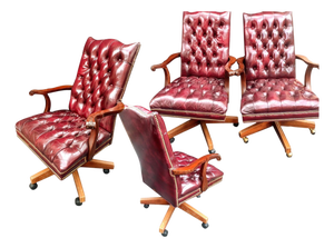 1990s 4 Hancock & Moore Tufted Executive Chairs