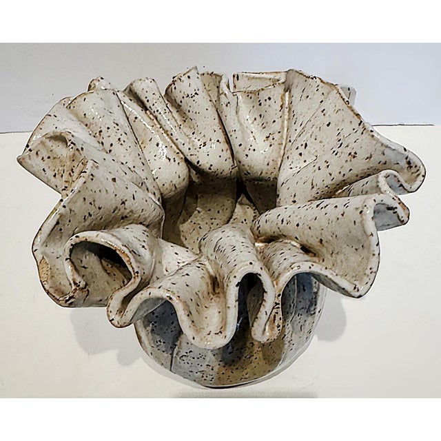 Mid-Century Modern 1980s Barbara Dalton Hand-Built Drapery Fold Studio Pottery Vase For Sale - Image 3 of 6