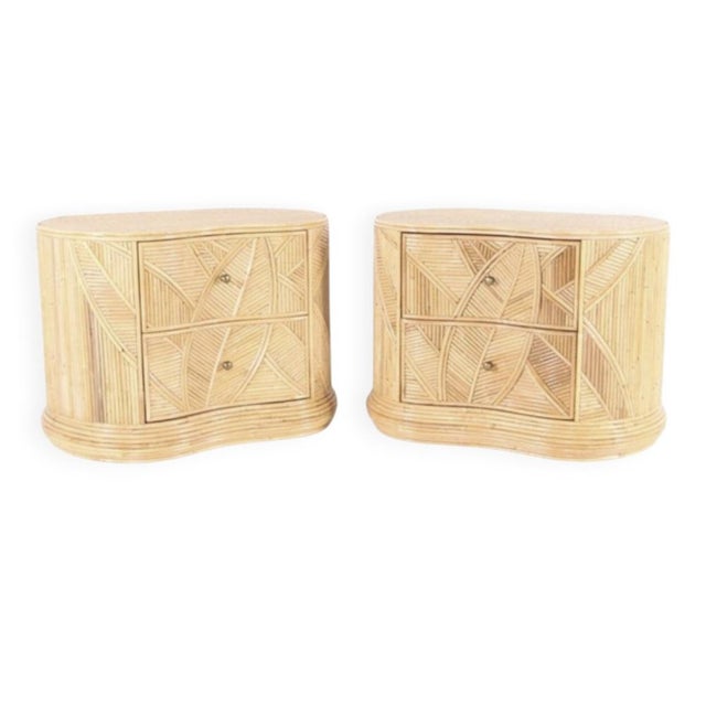Light Yellow Rattan Bedside Tables, Set of 2 For Sale - Image 8 of 8