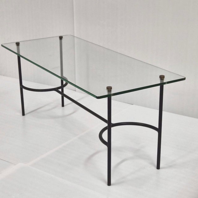 Mid-Century Modern Vintage Coffee Table in Black Lacquered Steel and Glass from Pierre Guariche, 1950s For Sale - Image 3 of 10