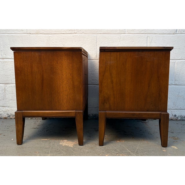 Brown Mid 20th Century Sculpted Walnut Nightstands, A Pair For Sale - Image 8 of 12