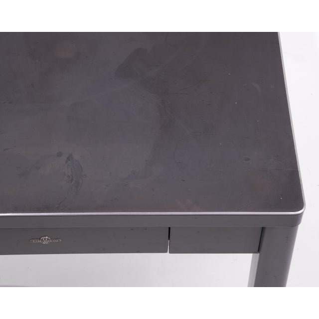 Globe-Wernicke Industrial Streamliner Tanker Grey Desk Work Table 1940's For Sale - Image 11 of 15