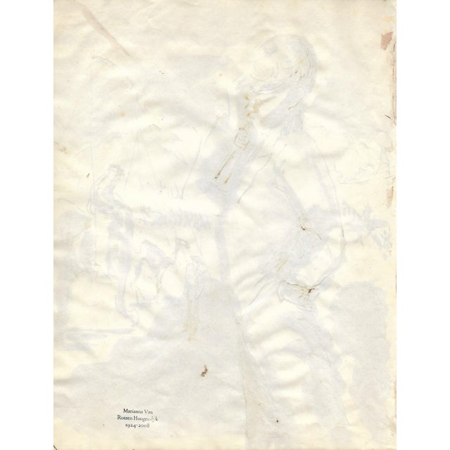 Mid-Century Modern 1955 Marianna Van Rossen Hoogendyk Camel Race Watercolor For Sale - Image 3 of 3