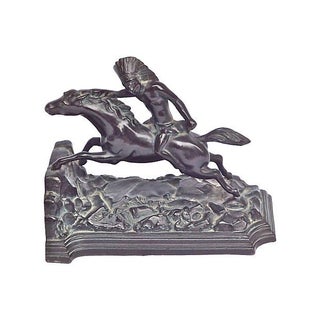 Vintage Bronze Native American Horseman Bookend For Sale