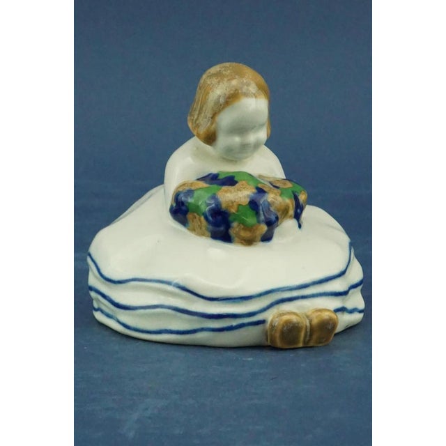 Blue 20th Century Art Deco Ceramic Sculpture depicting a Little Girl by Michael Powolny for the Wiener Keramik Manufacture, 1912, Austria For Sale - Image 8 of 18