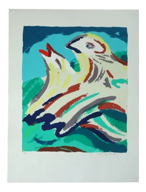 Bengt Åberg, Fåglar, Color Lithograph, Framed