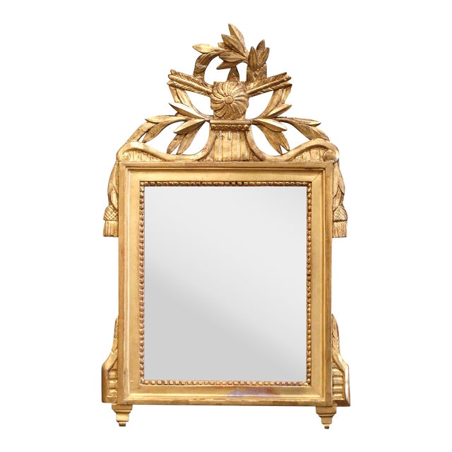 18th Century French Louis XVI Carved Giltwood Wall Mirror From Provence For Sale